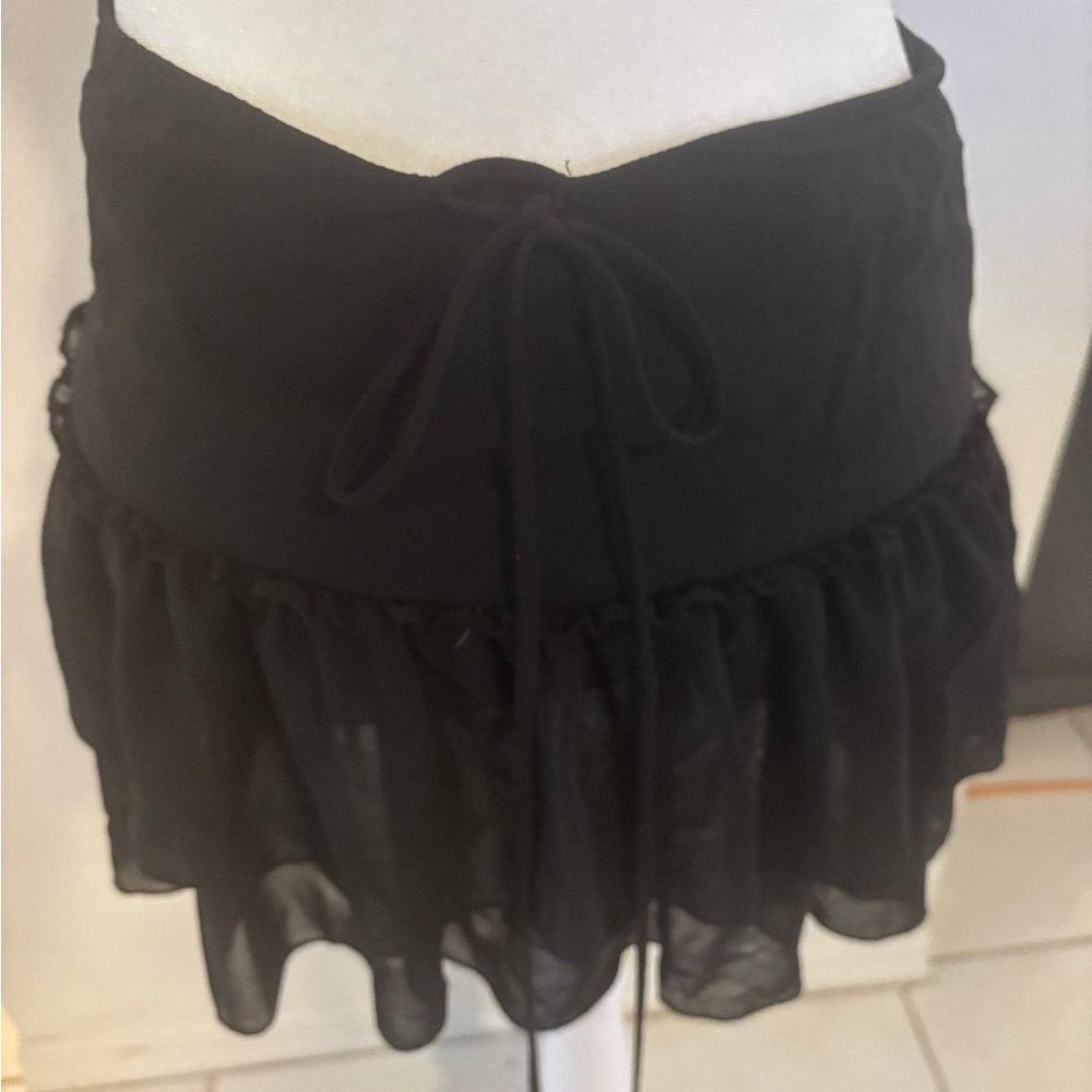 Wild Fable Black Ruffled Midi Skirt